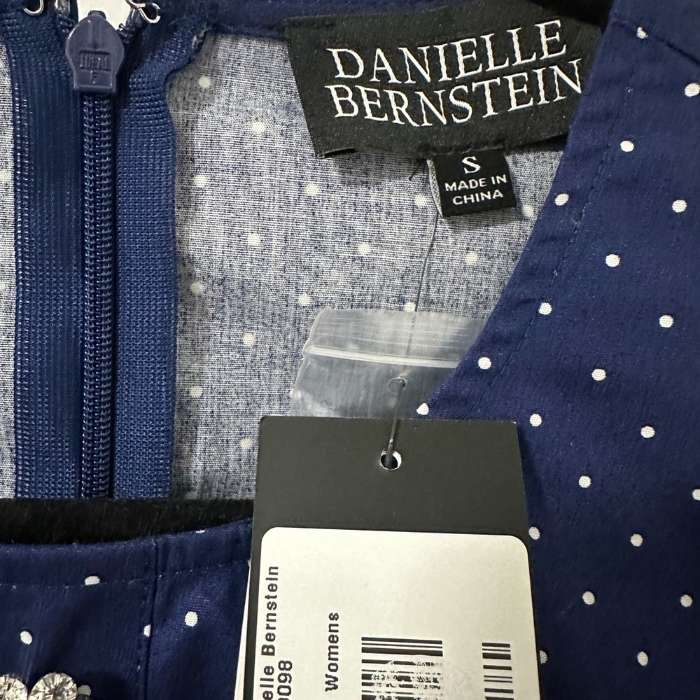 DANIELLE BERNSTEIN Navy Puff Sleeve Mini Dress Small NWT - Picture 5 of 11